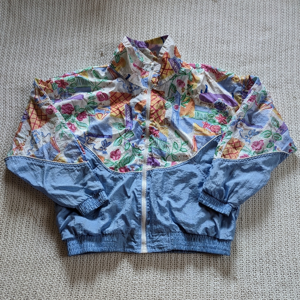 VTG 90s Active Exposure European Pattern Windbreaker Jacket Women's Medium